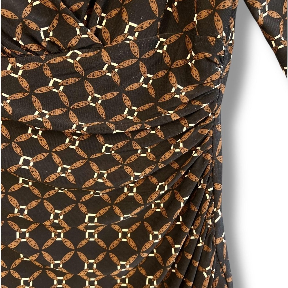 Lauren Ralph Lauren Sheath Dress Size 6 Brown Black‎ Ruched Side - Picture 7 of 12